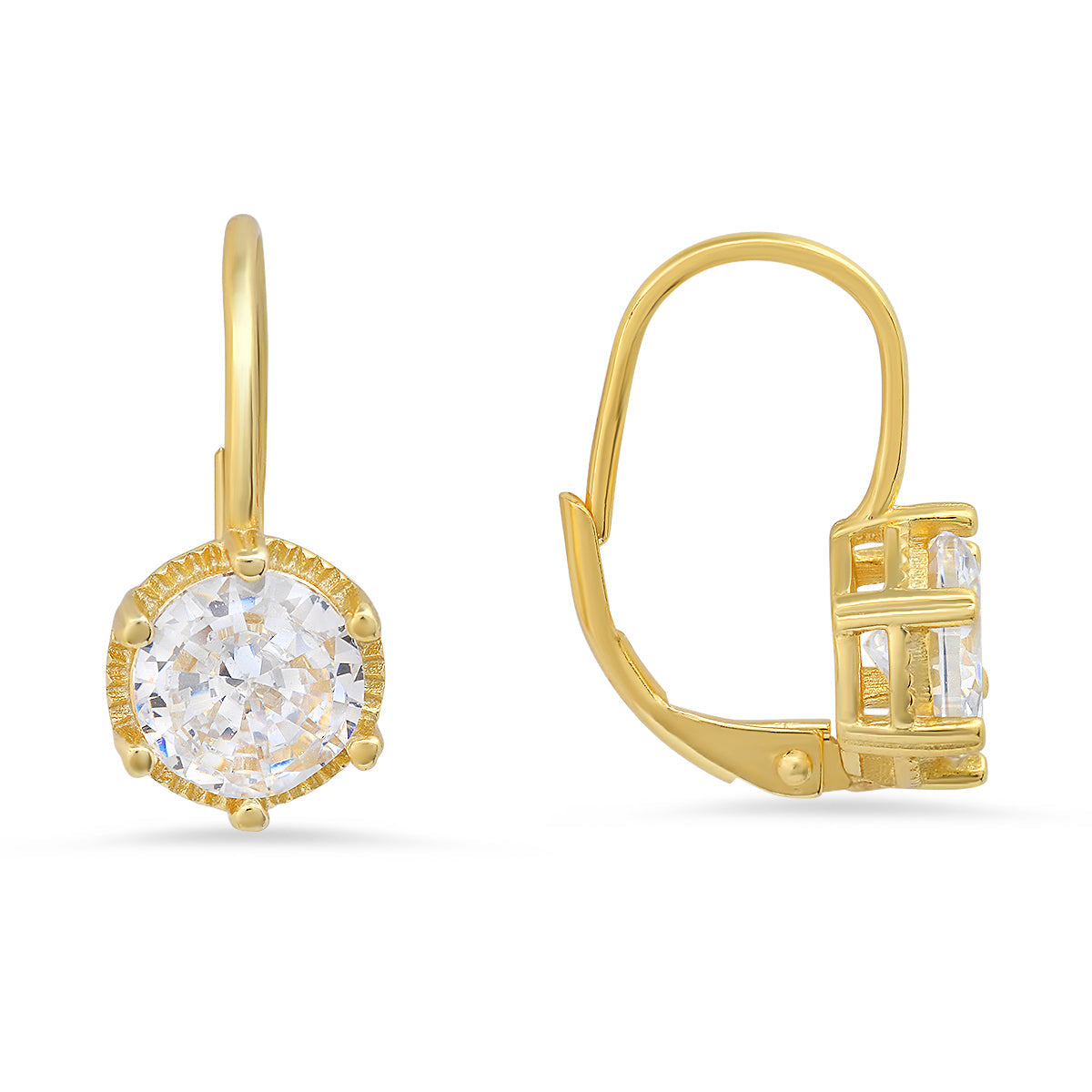 Sterling Silver Diamond Halo Leverback Earrings - Charming Charlie