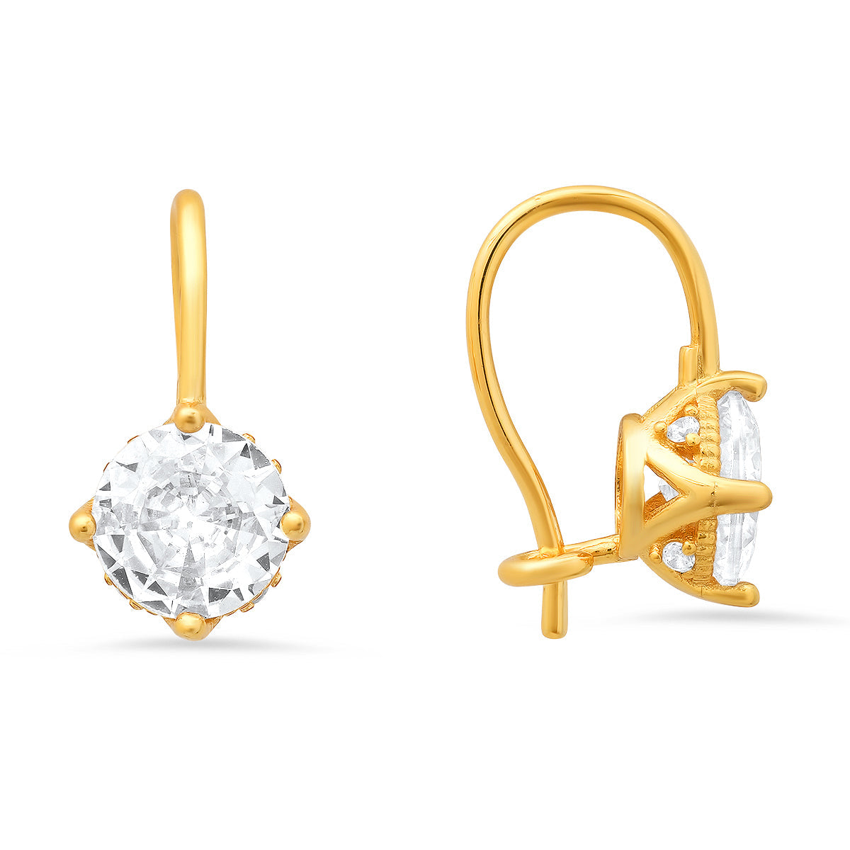 Sterling Silver CZ Halo Fishook Drop Earrings - Charming Charlie