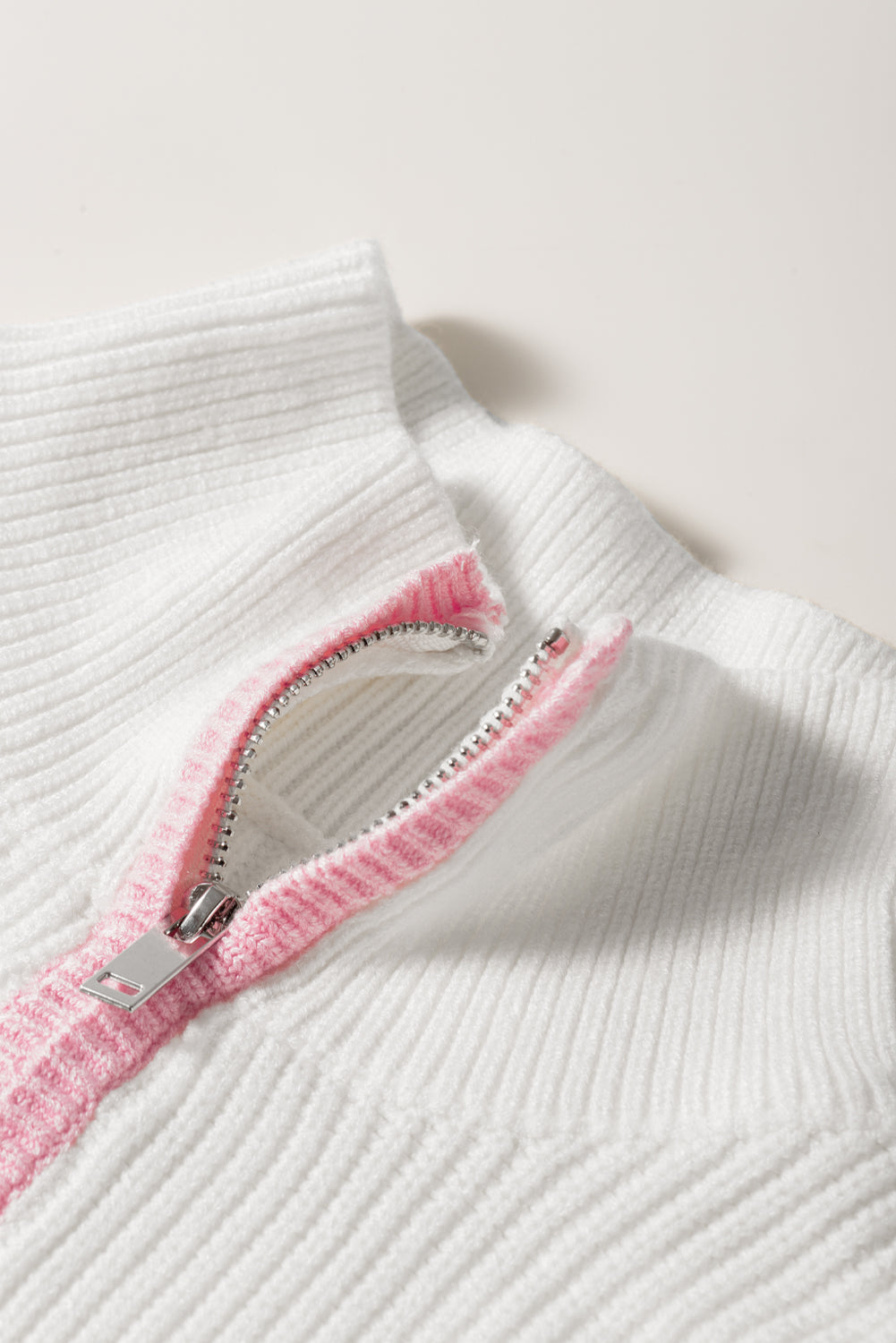 Contrast Half Zip Drop Shoulder Sweater - Charming Charlie