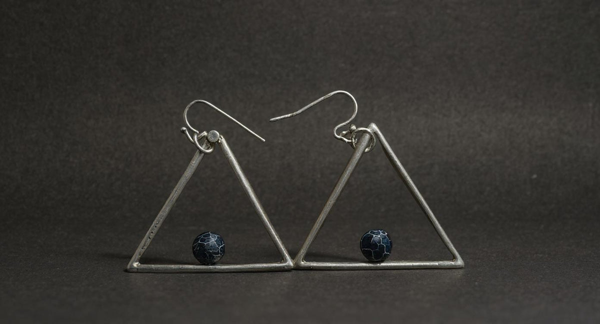 Cracked Onyx With Silver Accent Earrings - Charming Charlie