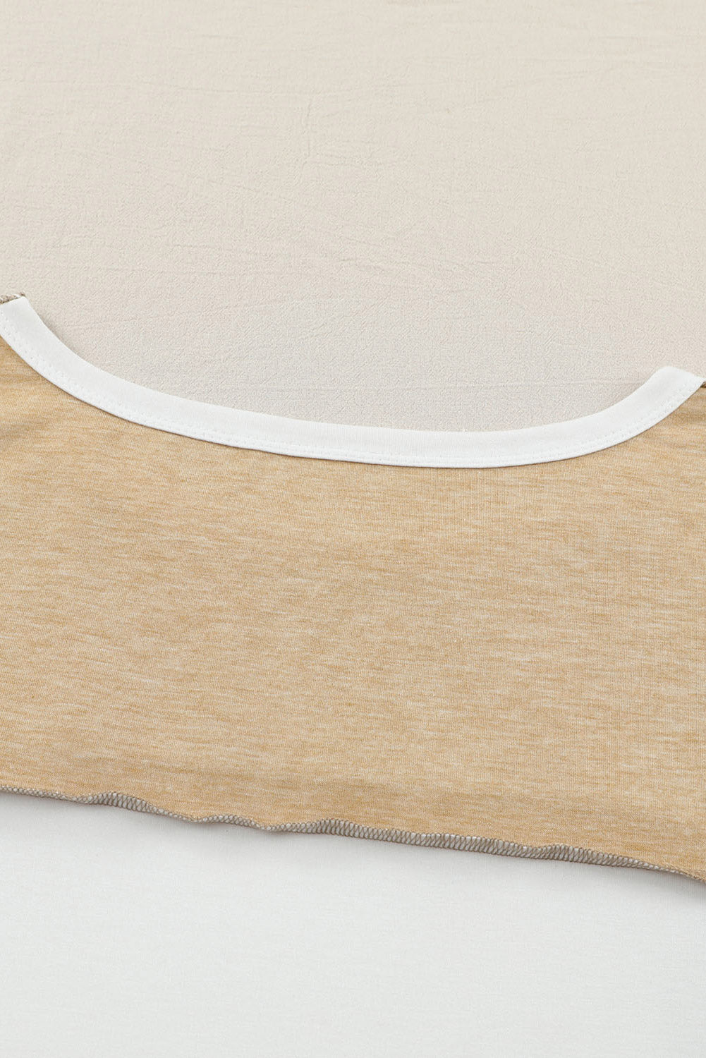 Exposed Seam Contrast Round Neck Long Sleeve Top - Charming Charlie