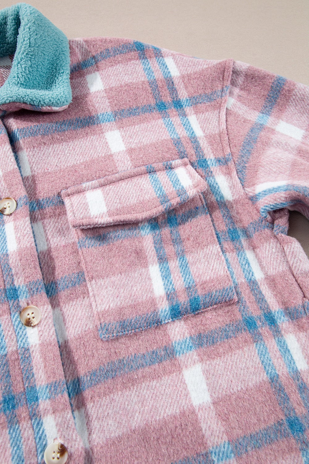 Plaid Collared Neck Flap Pockets Shacket - Charming Charlie