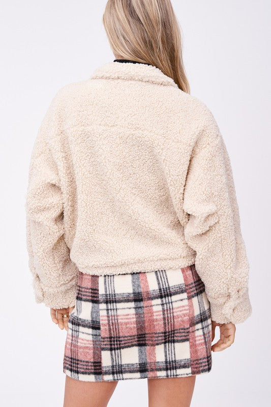 SHERPA JACKET WITH FRONT POCKETS - Charming Charlie