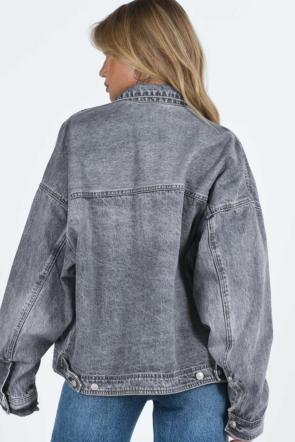 Collared Neck Button Up Denim Jacket - Charming Charlie