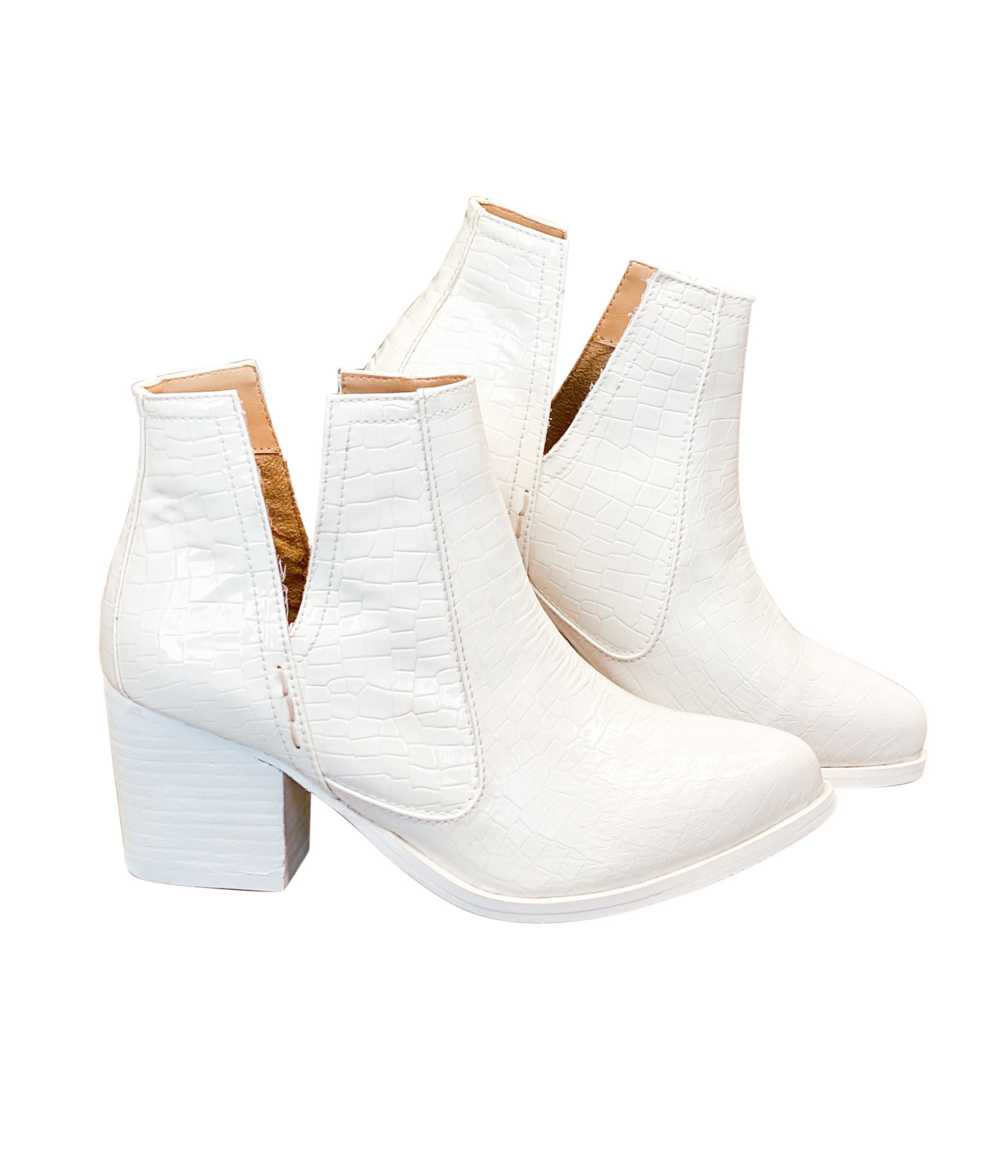 Tarim Bootie in White Croc - Charming Charlie
