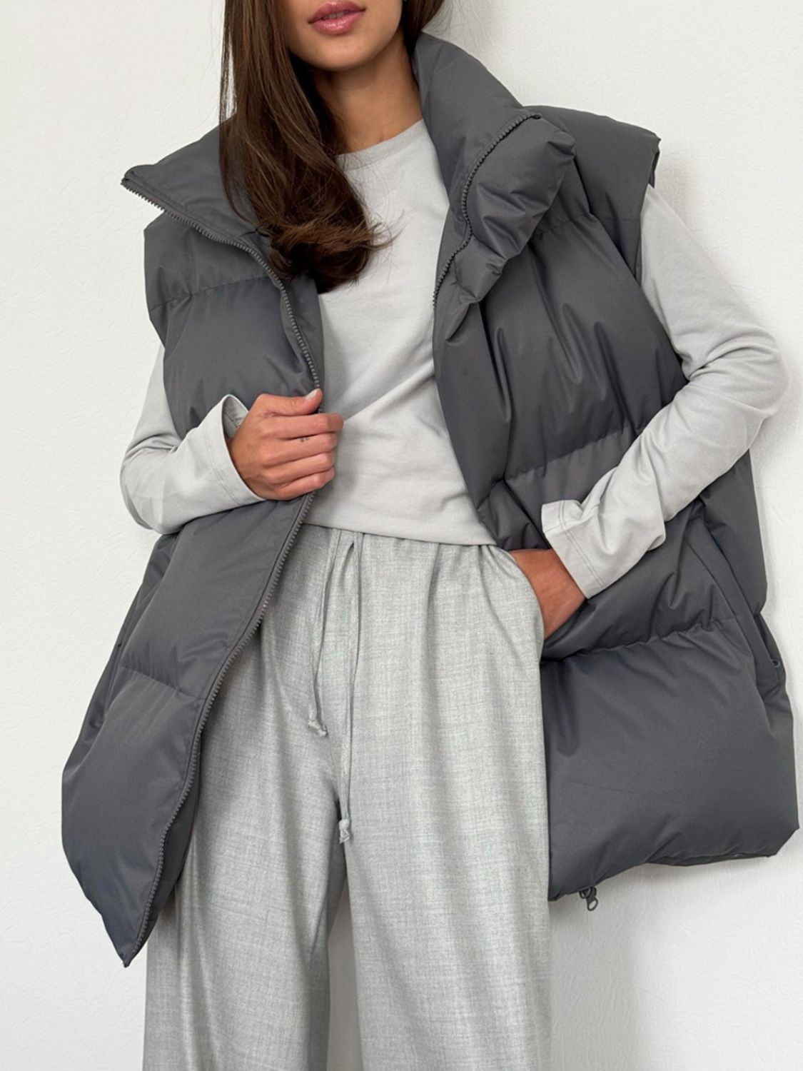 Zip Up Turtleneck Vest Coat - Charming Charlie