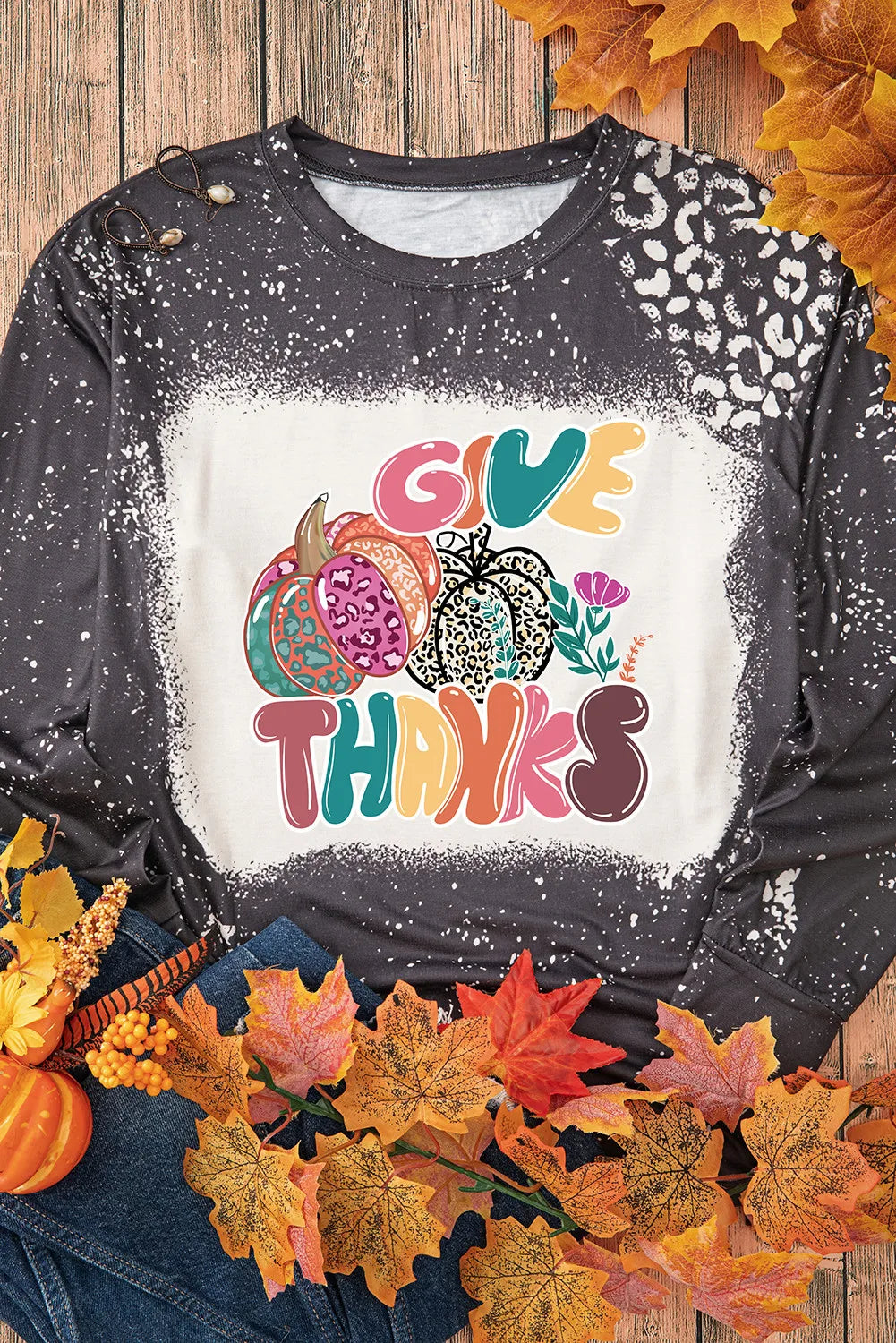 Pumpkin Graphic Round Neck Long Sleeve T-Shirt - Charming Charlie