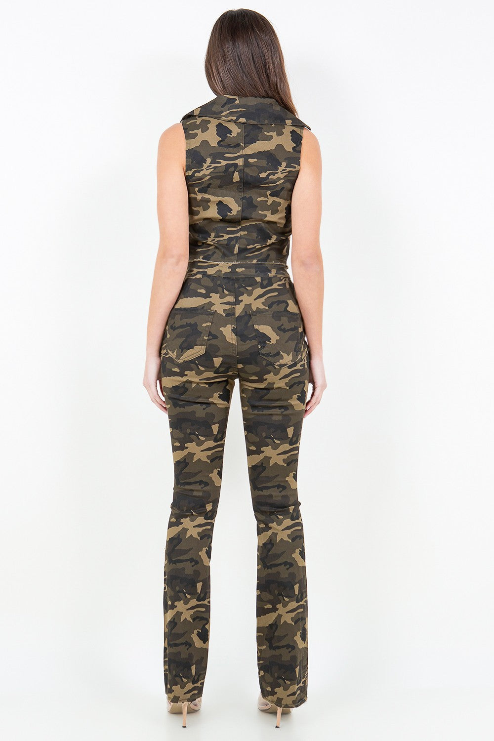American Bazi V-Cut Ruched Camo Flare Pants - Charming Charlie
