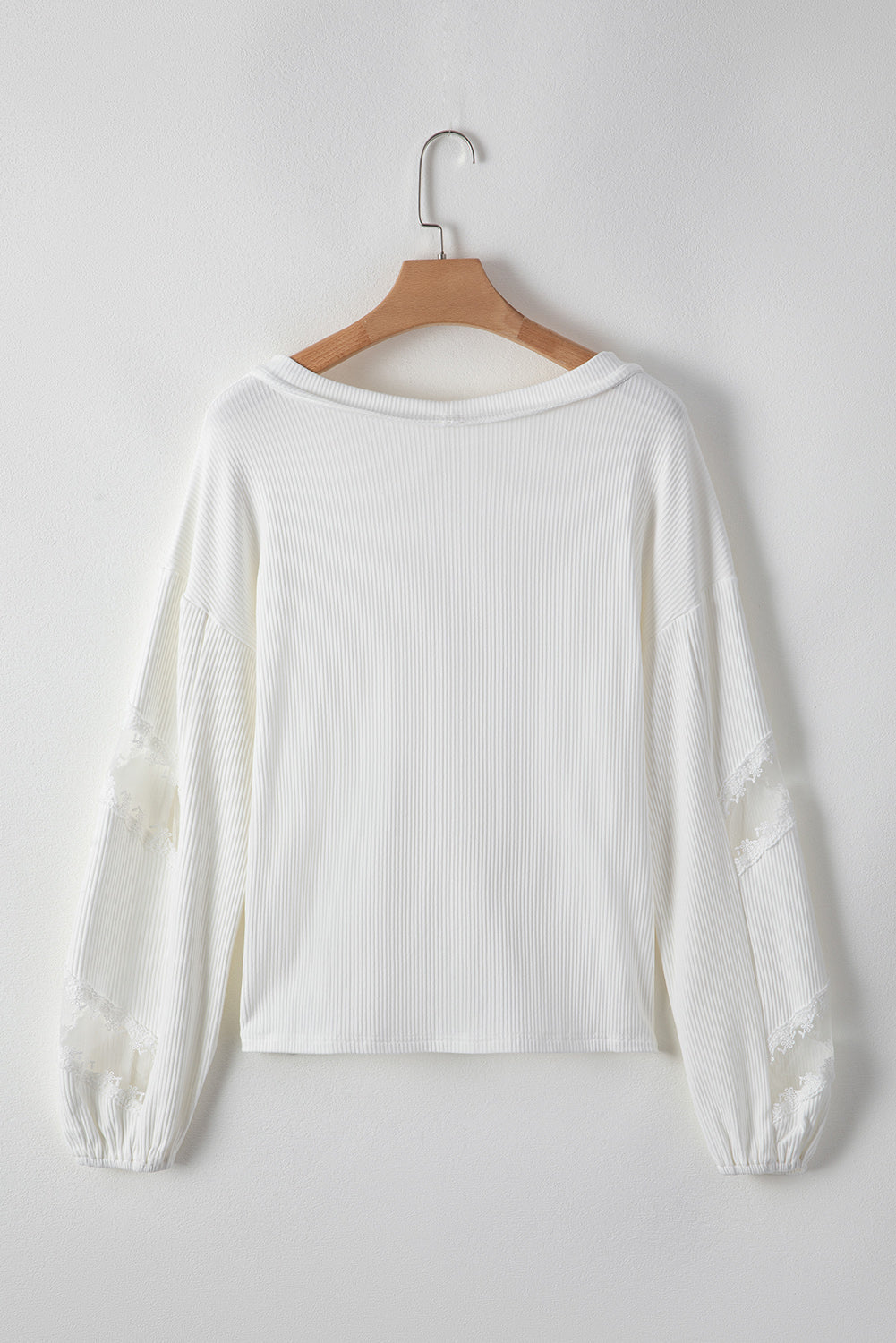 Lace Detail Drop Sleeve Ribbed Top - Charming Charlie
