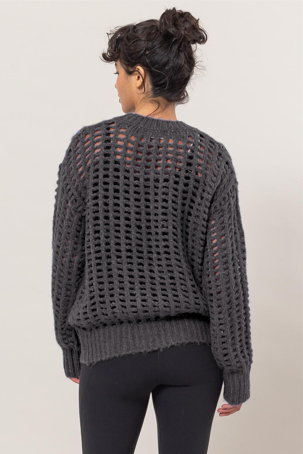 HYFVE Openwork Round Neck Long Sleeve Knit Cover Up - Charming Charlie