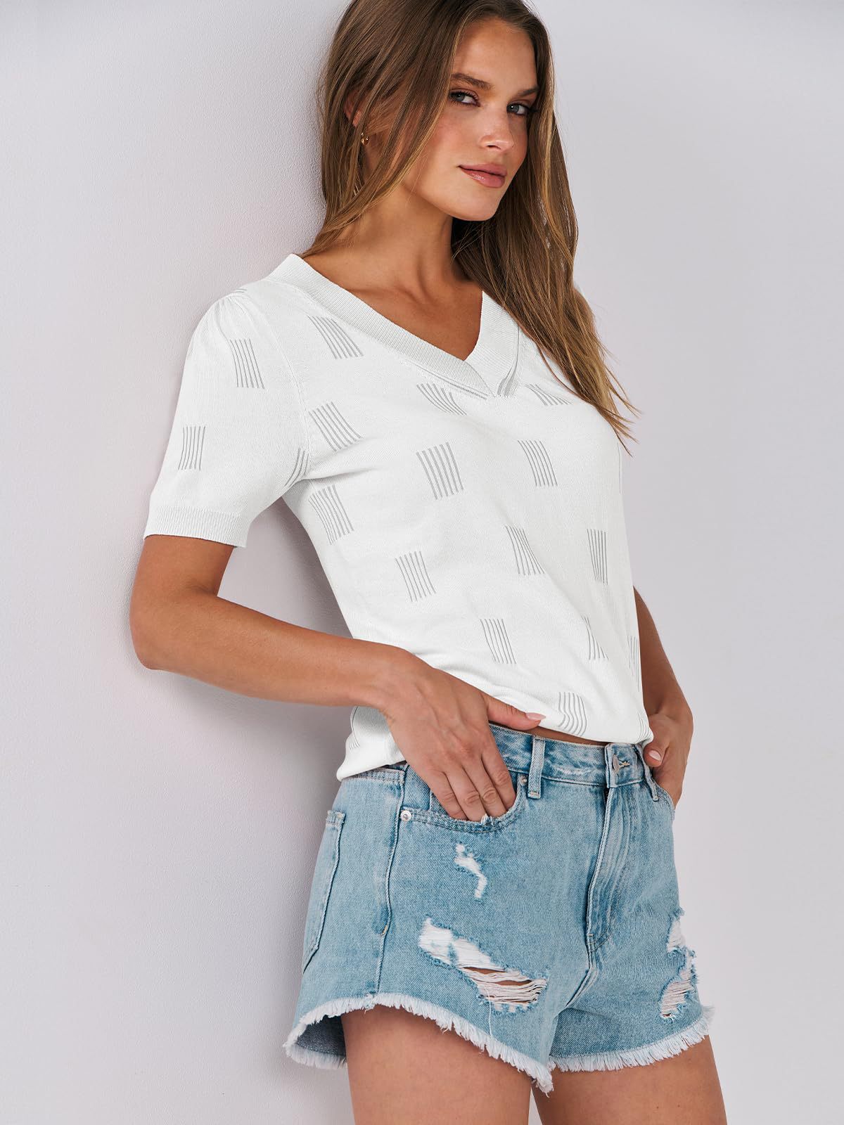 V-Neck Half Sleeve Knit Top - Charming Charlie
