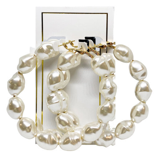 Macy Pearl Hoop - Charming Charlie