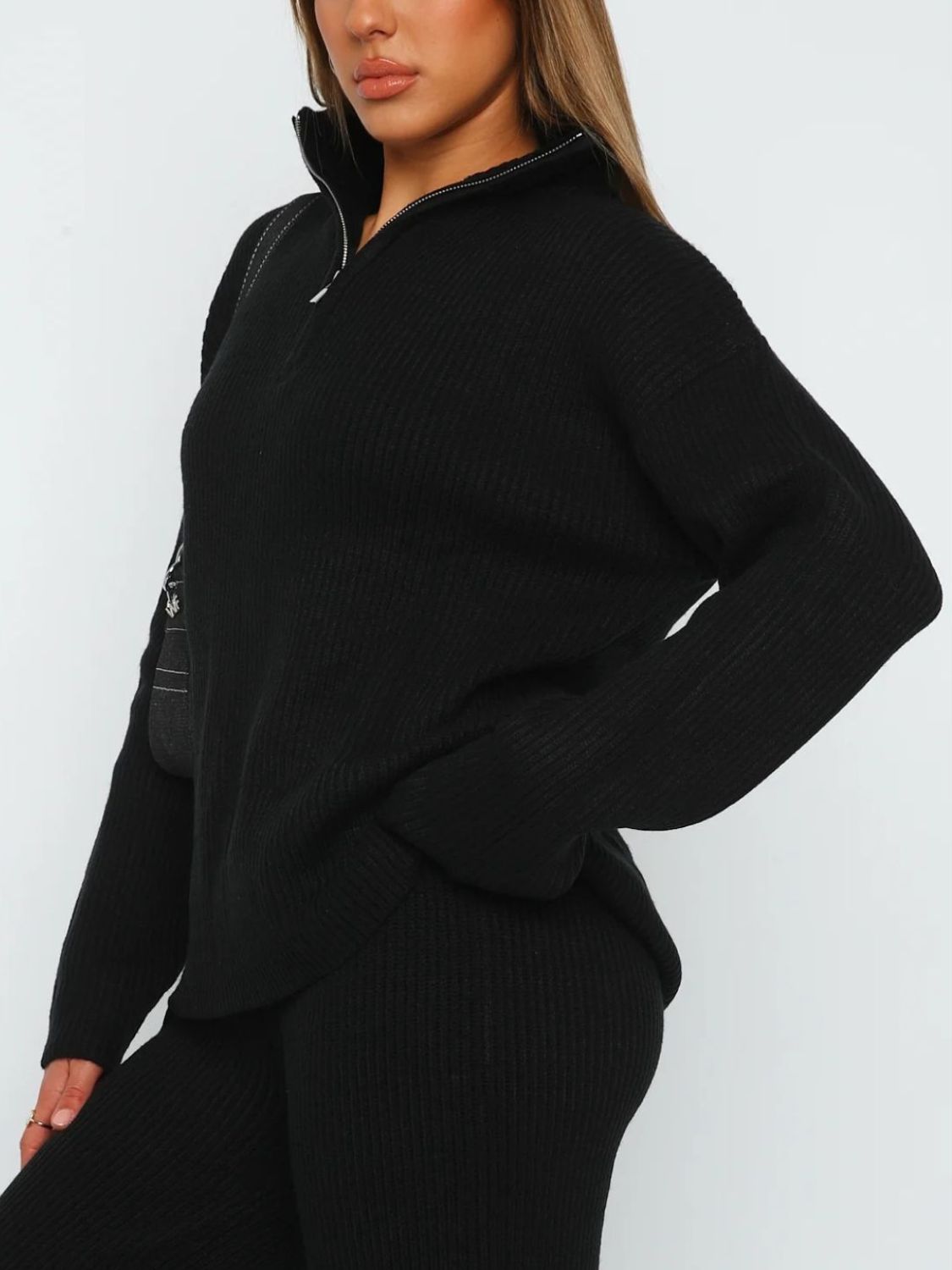 Quarter Zip Long Sleeve Top and Pants Set - Charming Charlie