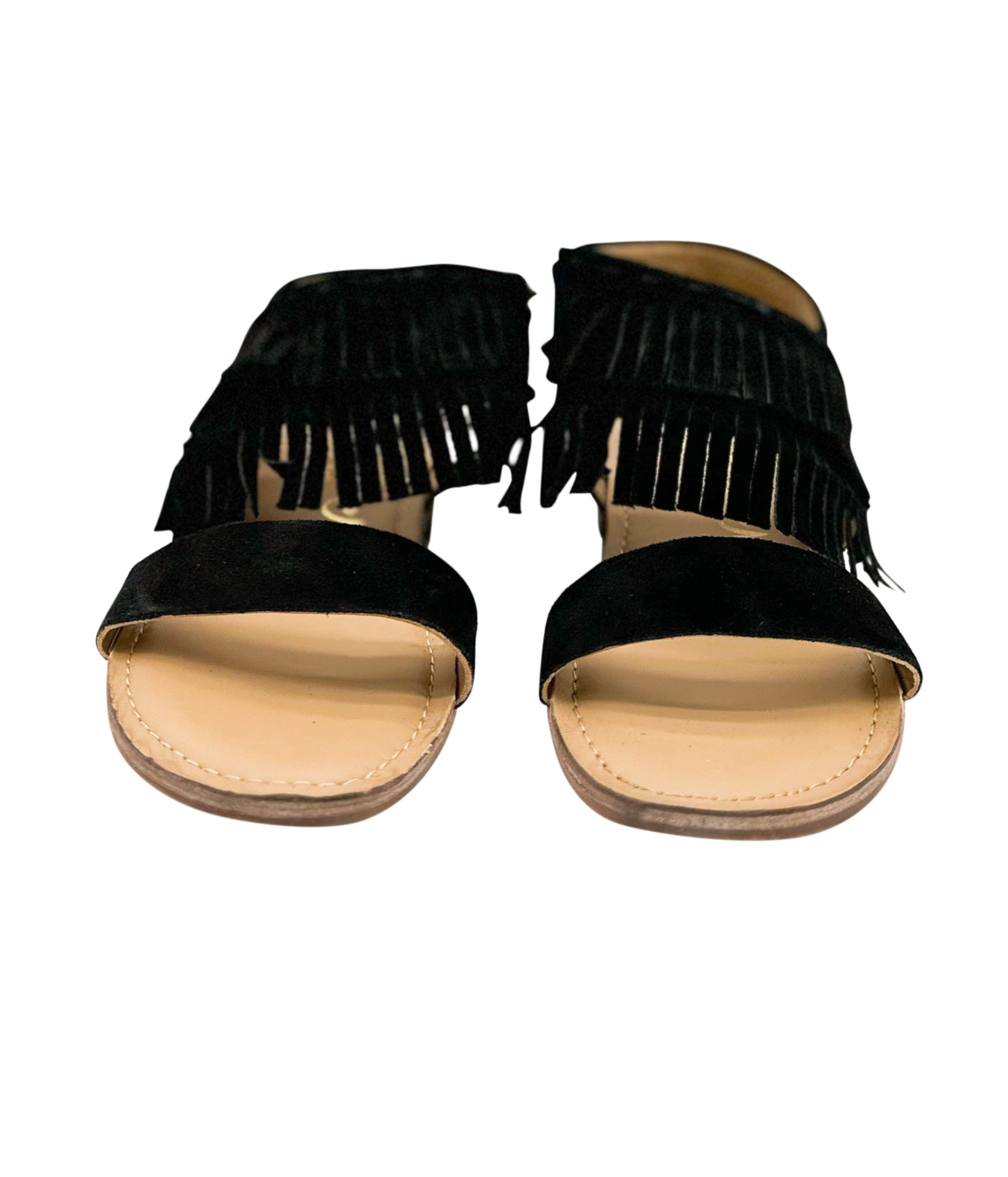 Fringe Star Sandal in Black - Charming Charlie