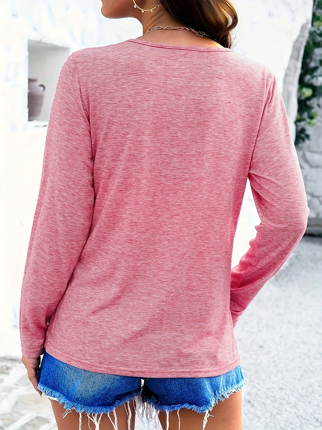 Crisscross V-Neck Long Sleeve T-Shirt - Charming Charlie