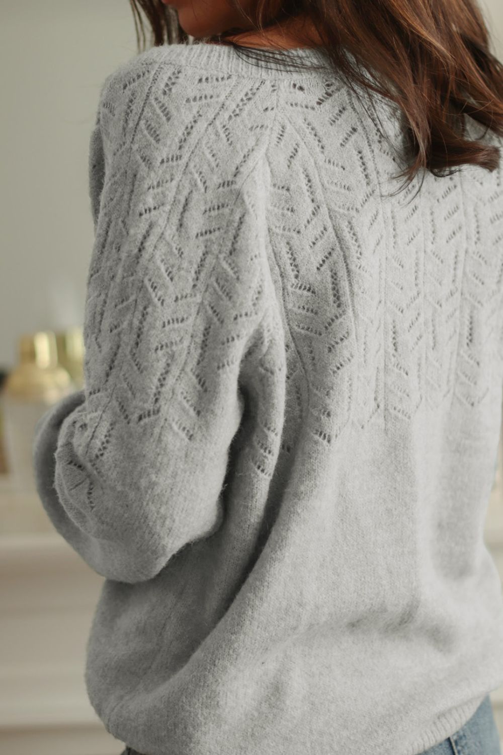 Openwork Button Down Long Sleeve Cardigan - Charming Charlie