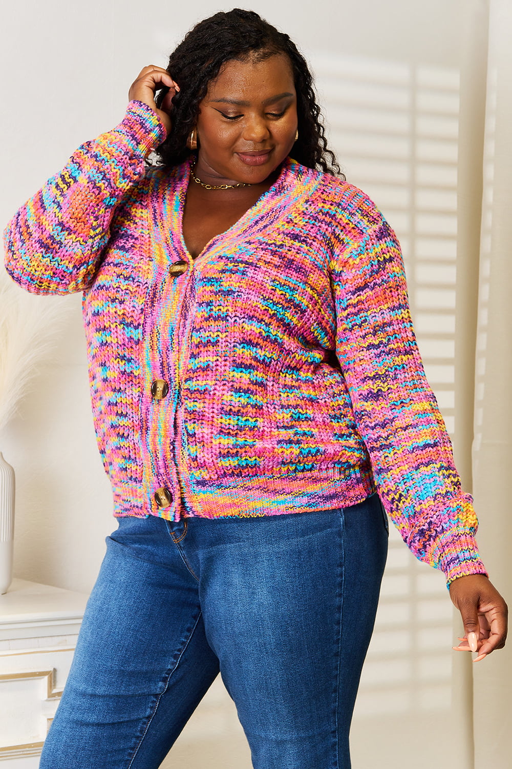 Angel Wings Woven Right V-Neck Long Sleeve Cardigan - Charming Charlie