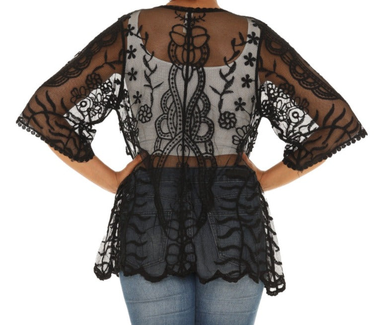 Sheer Crochet Open Cardigan - Charming Charlie