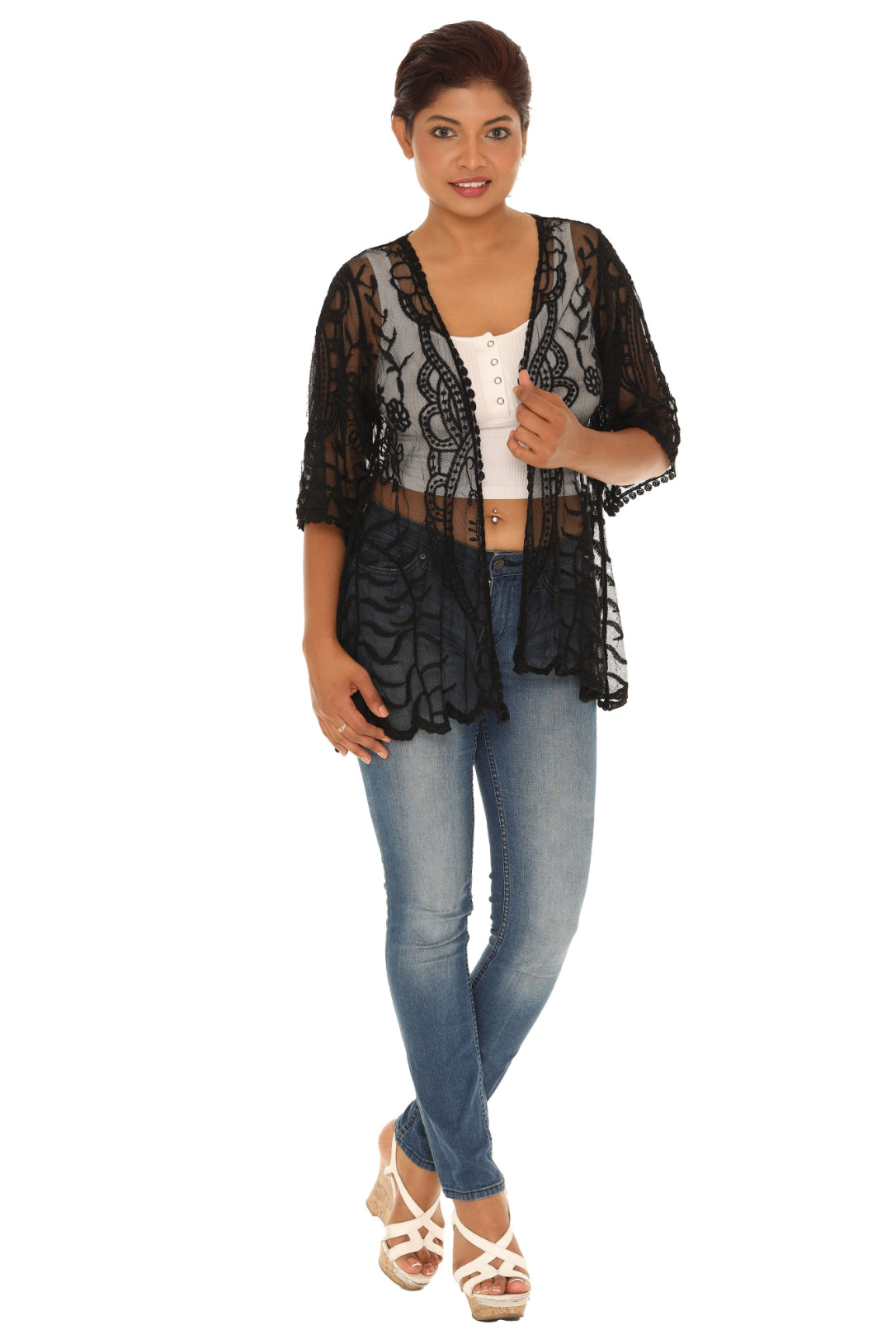 Sheer Crochet Open Cardigan - Charming Charlie