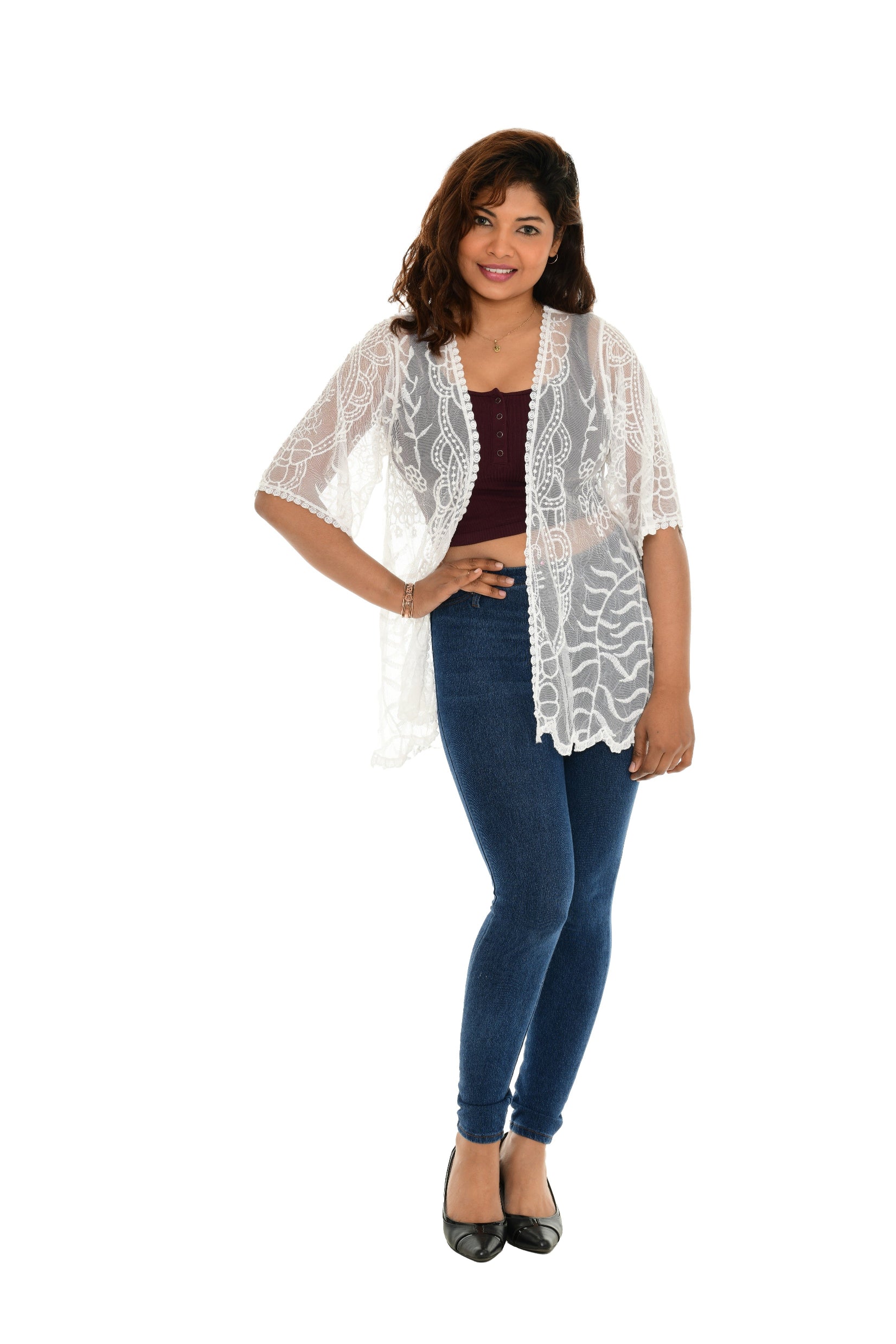Sheer Crochet Open Cardigan - Charming Charlie
