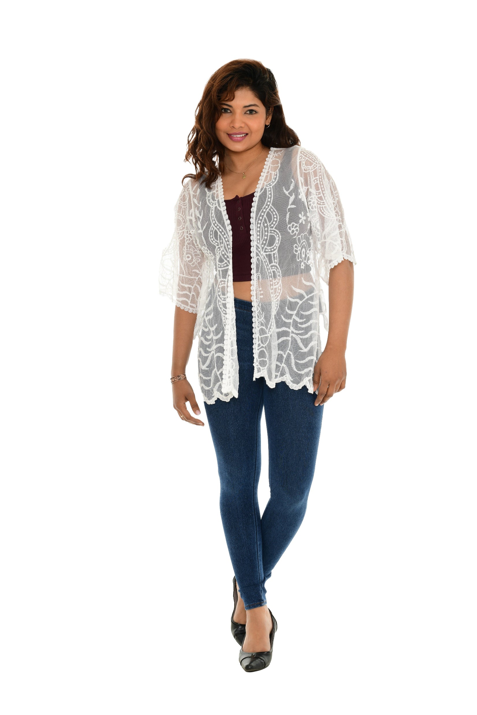 Sheer Crochet Open Cardigan - Charming Charlie