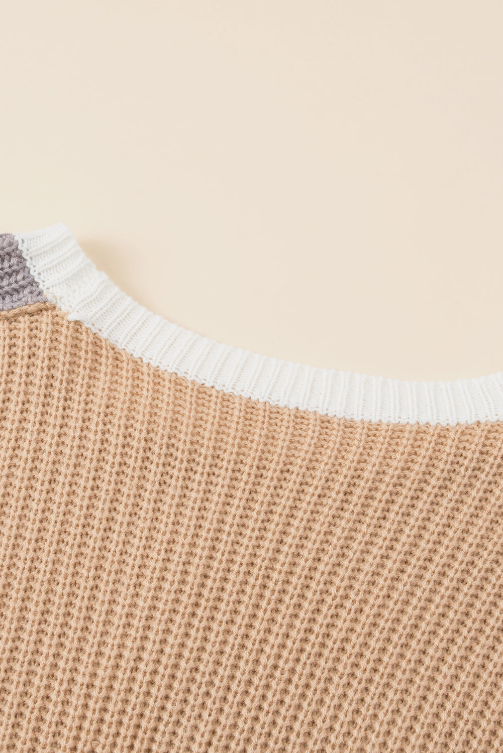 Color Block Round Neck Drop Shoulder Sweater - Charming Charlie