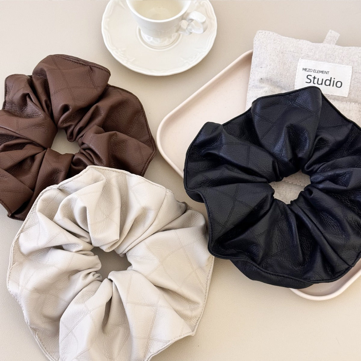 3-Piece PU Leather Elastic Hair Scrunchy - Charming Charlie