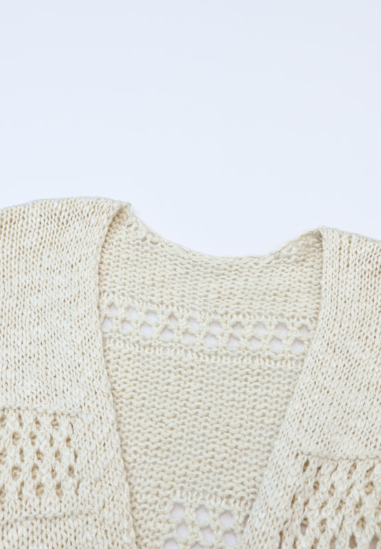 Openwork Open Front Long Sleeve Cardigan - Charming Charlie