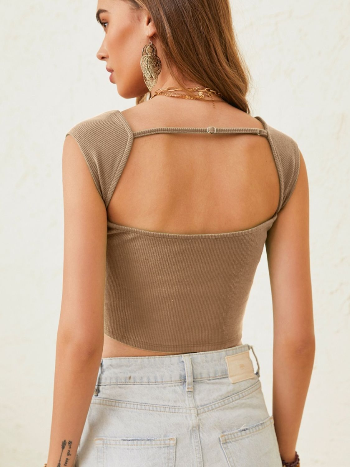 Cutout Cap Sleeve Crop Top - Charming Charlie
