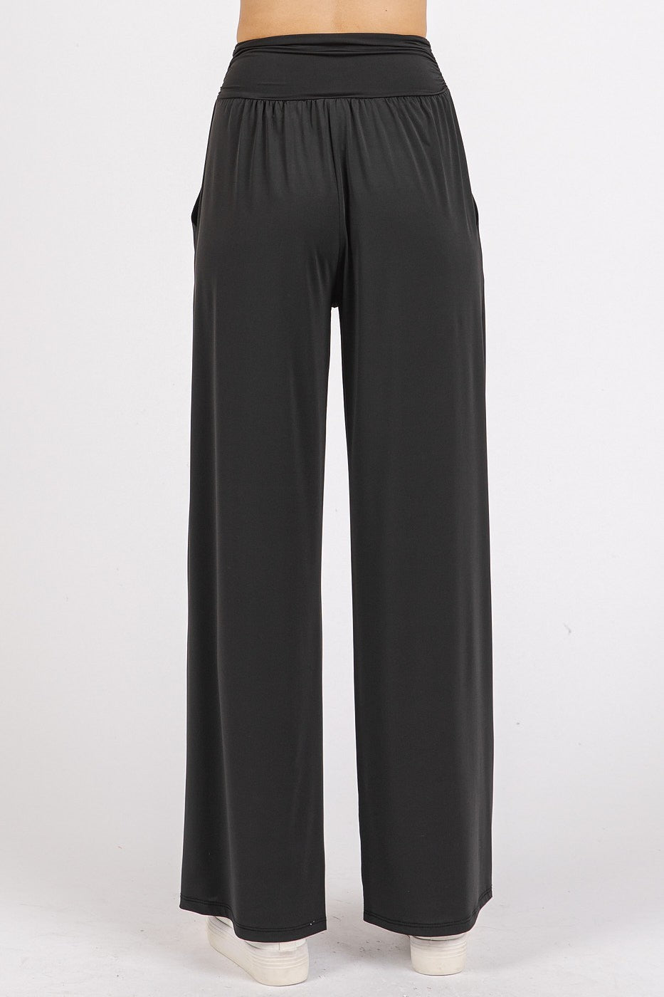 Mittoshop Stretch Banded Waist Wide Leg Pants with Pockets - Charming Charlie