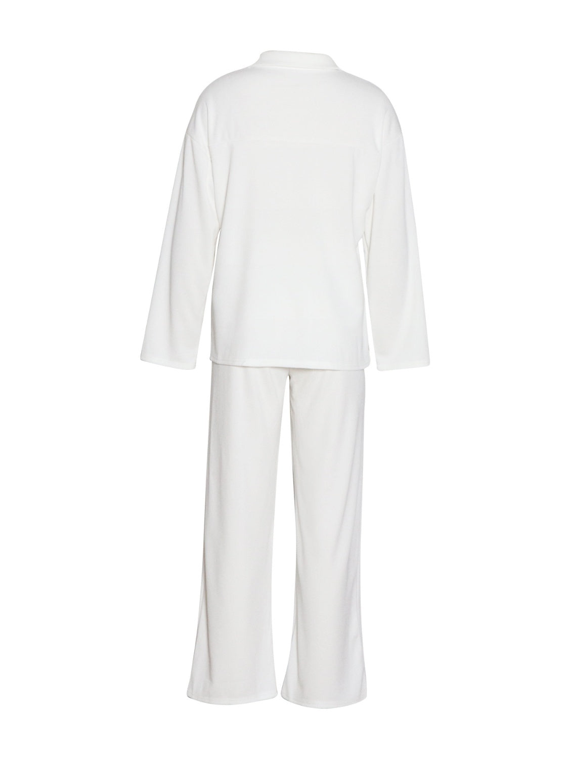 Collared Neck Long Sleeve Top and Drawstring Pants Set - Charming Charlie