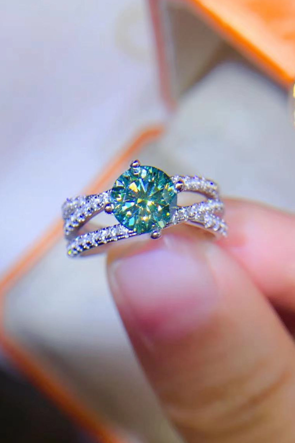 1 Carat Moissanite Contrast 925 Sterling Silver Ring - Charming Charlie