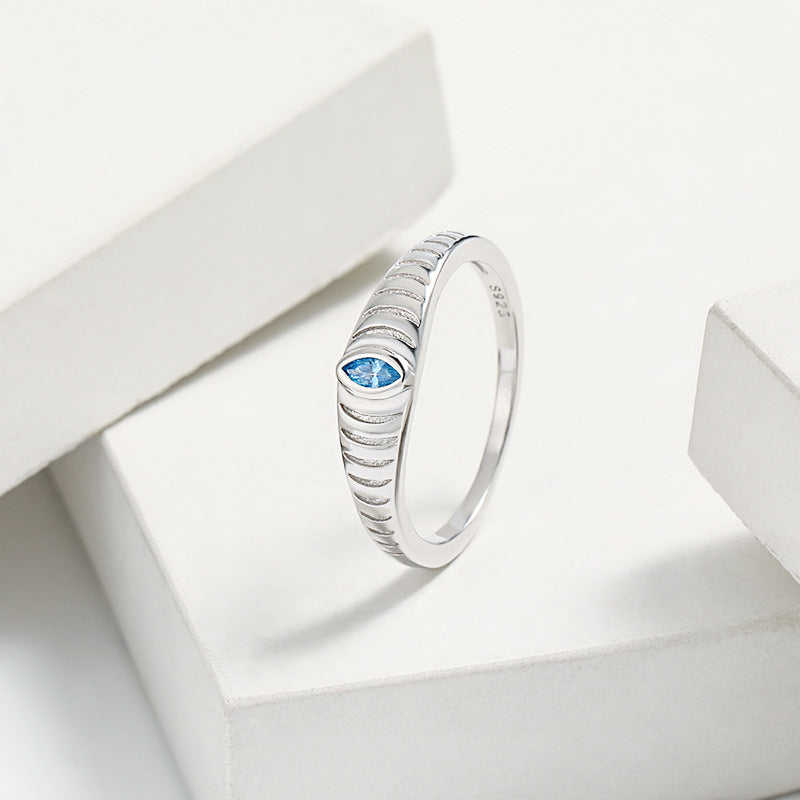 925 Sterling Silver Inlaid Zircon Ring - Charming Charlie