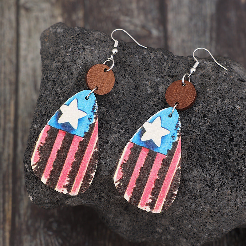 Star & Stripes Wooden Dangle Earrings - Charming Charlie
