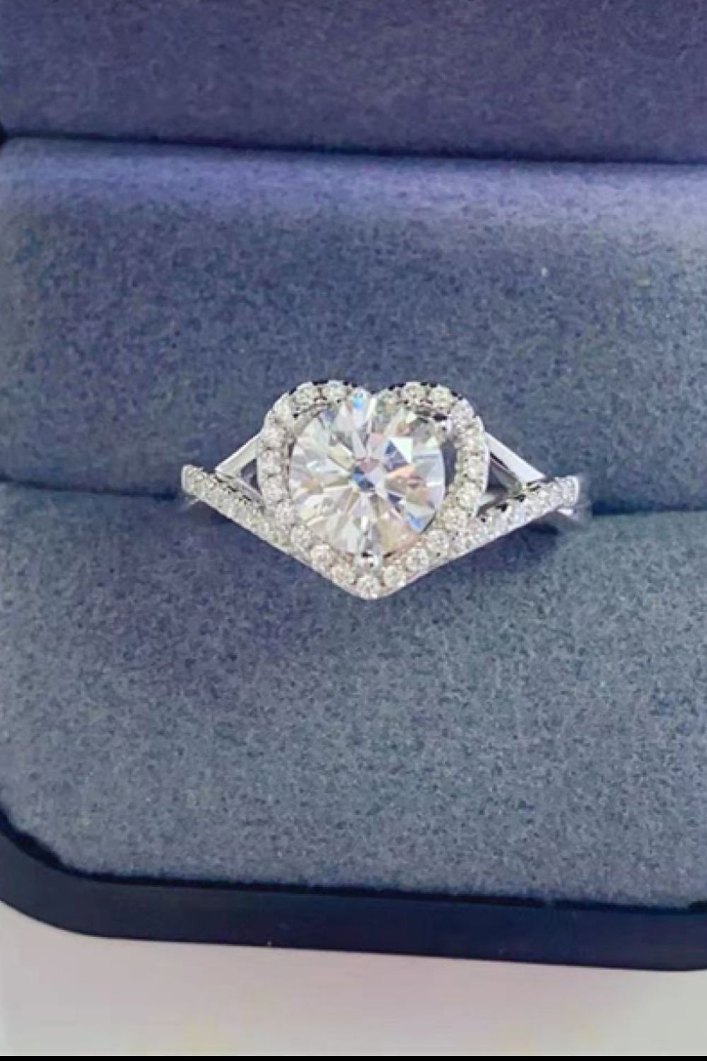 Adored 1 Carat Moissanite 925 Sterling Silver Heart Ring - Charming Charlie