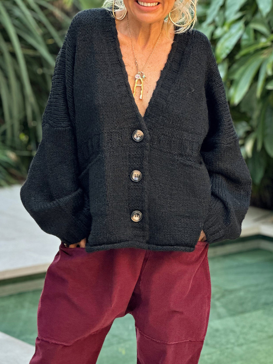 Pocketed V-Neck Button Up Cardigan - Charming Charlie