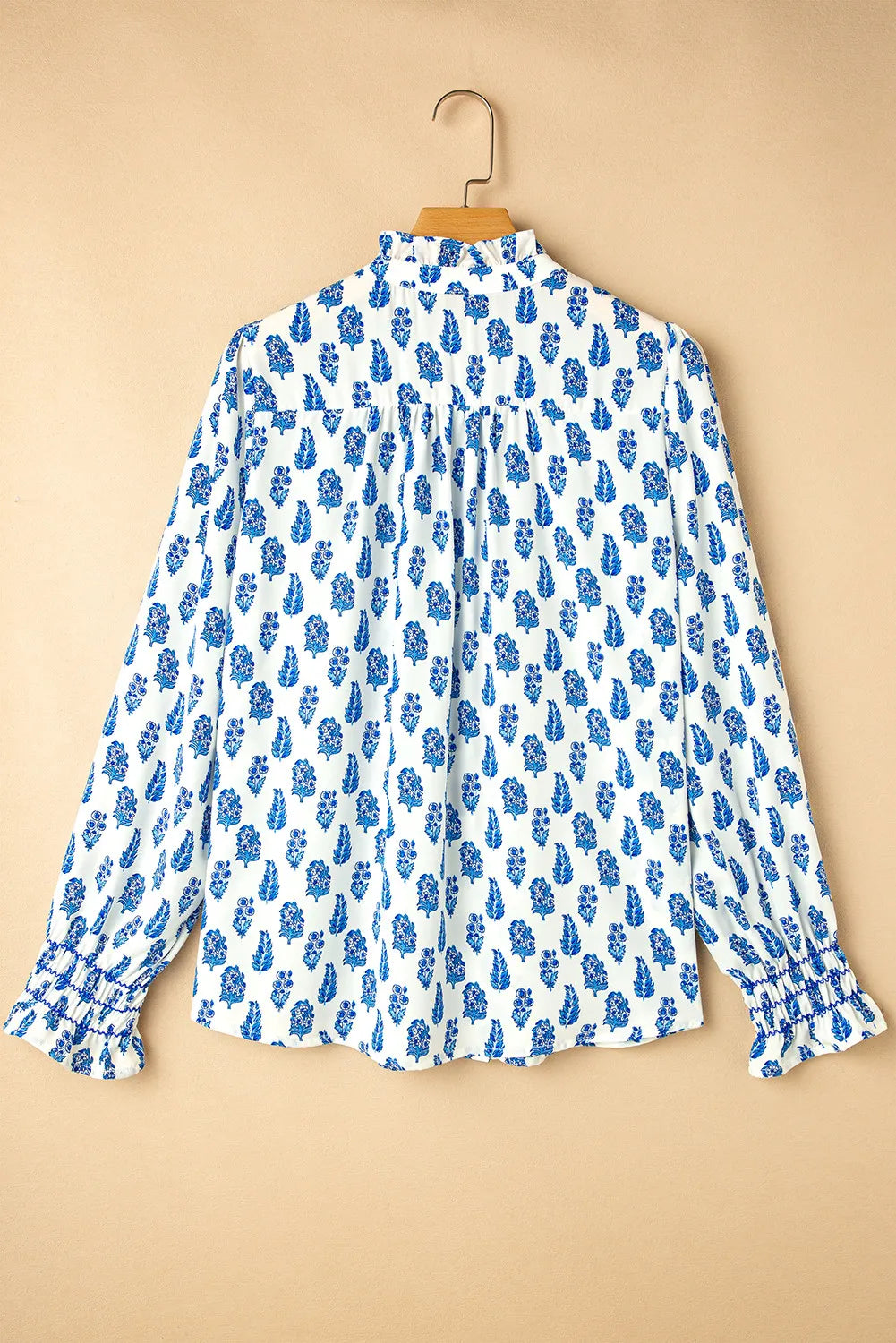 Frill Printed Button Up Long Sleeve Shirt - Charming Charlie