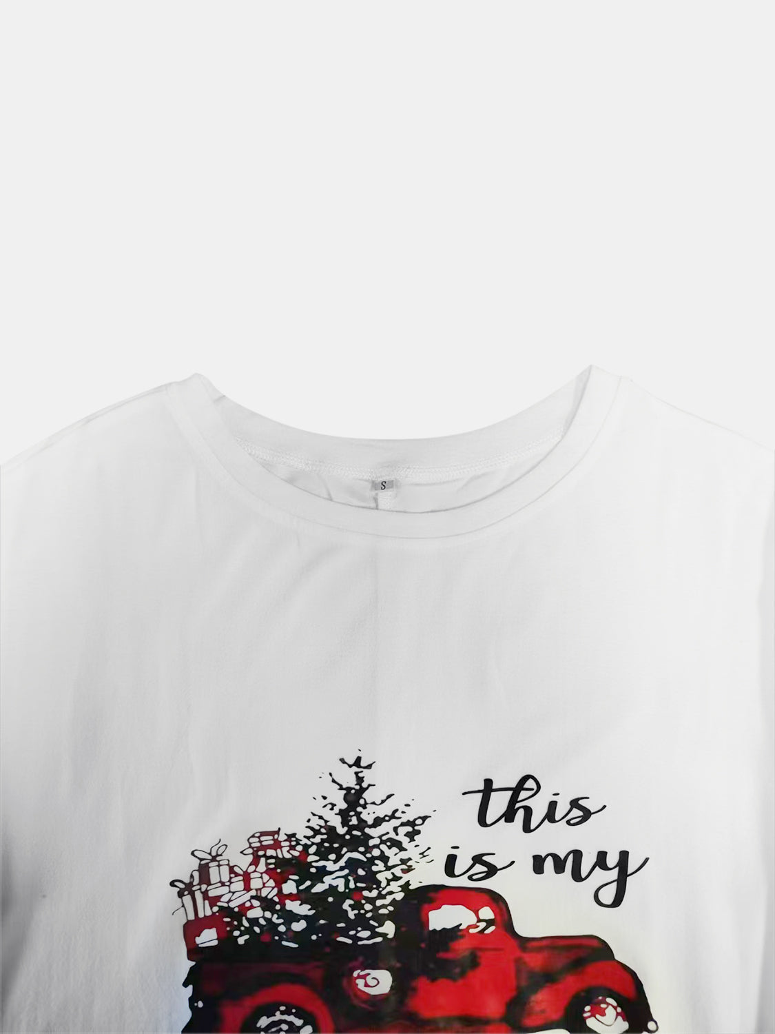 Full Size Graphic Two-Tone Round Neck Long Sleeve T-Shirt - Charming Charlie