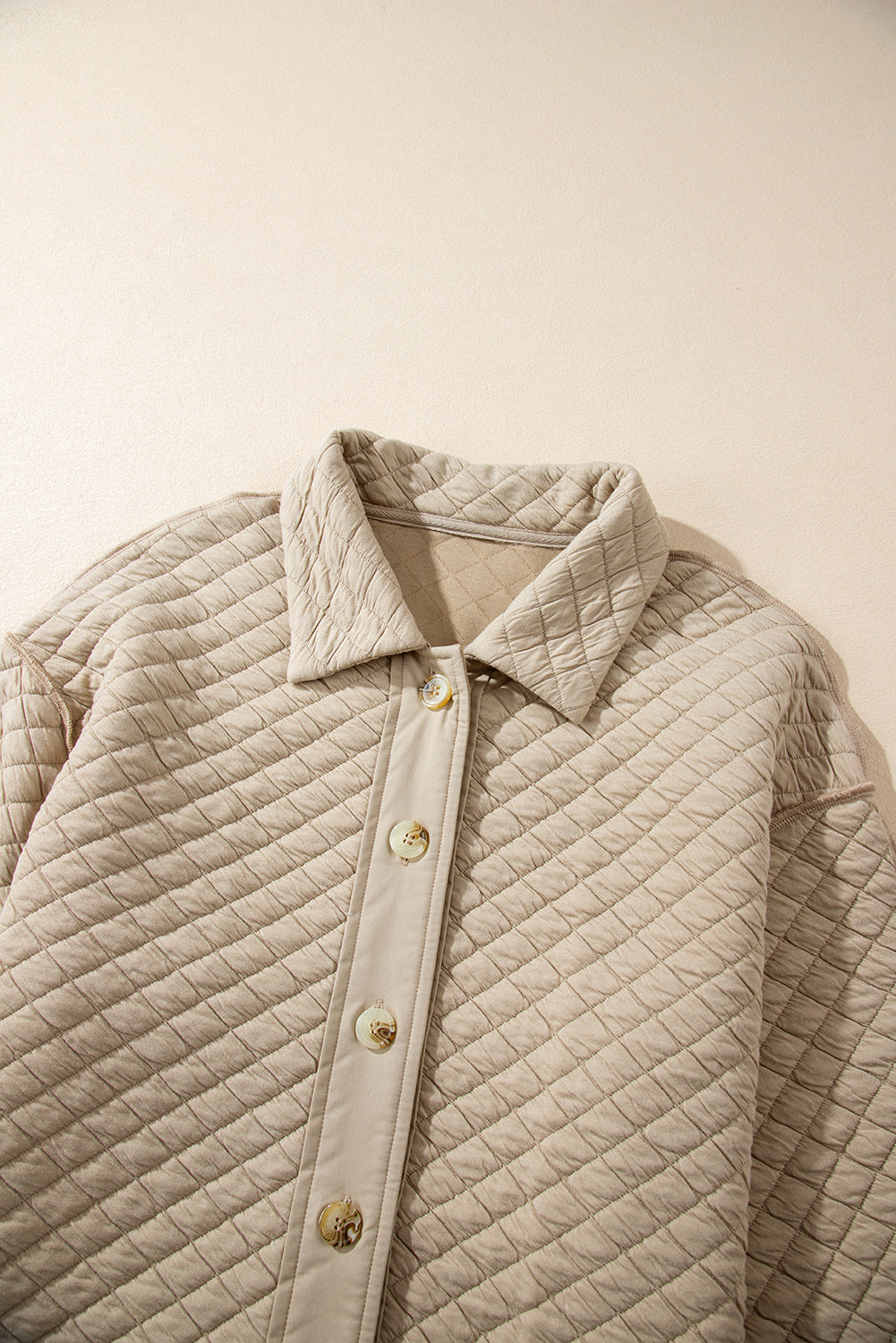 Exposed Seam Collared Neck Button Up Shacket - Charming Charlie