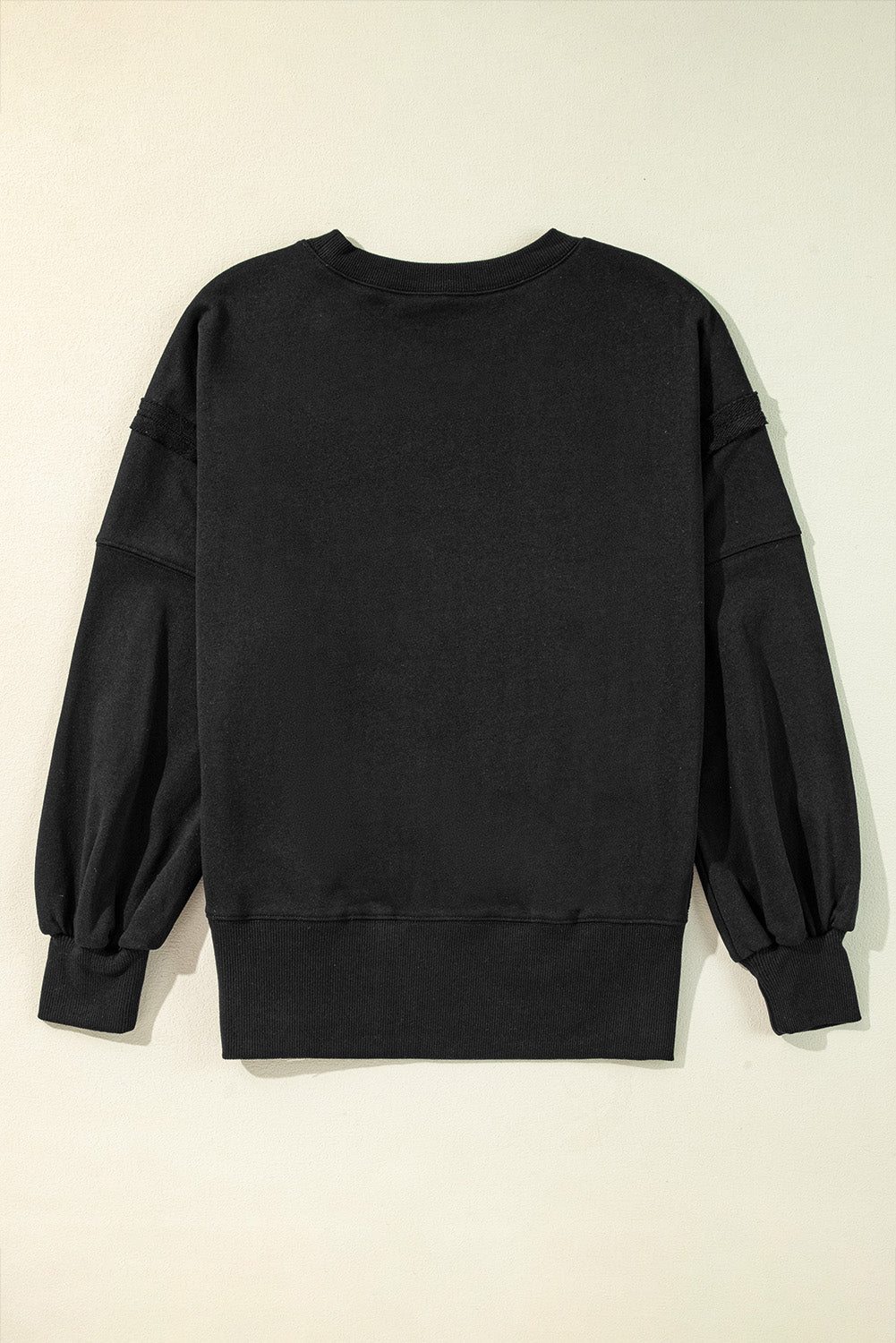 Side Slit Round Neck Long Sleeve Sweatshirt - Charming Charlie