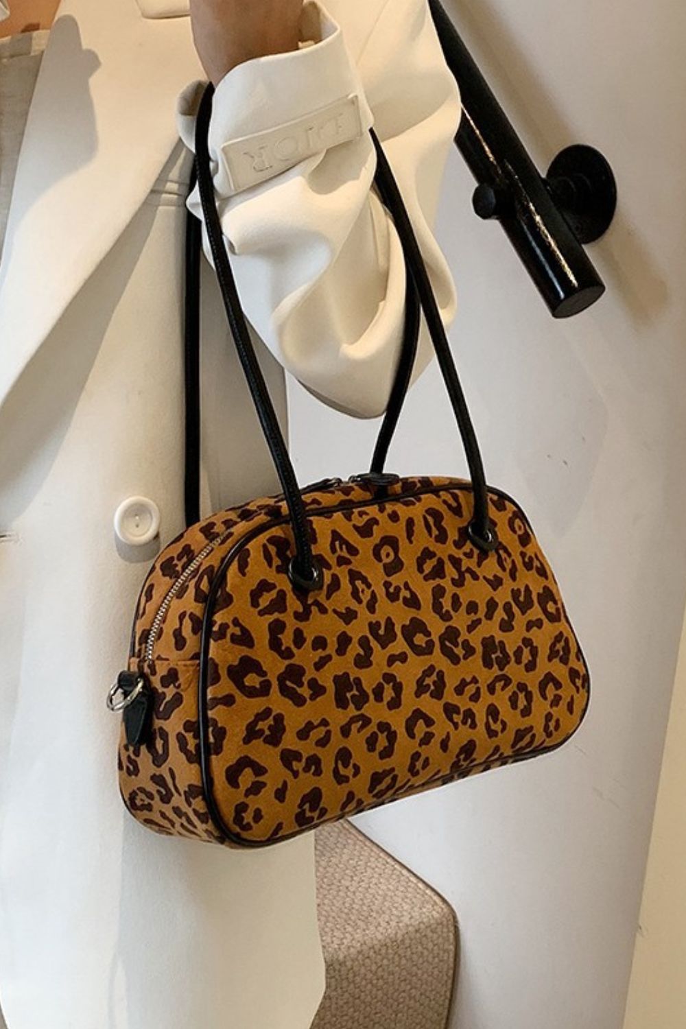 Leopard Suede Medium Shoulder Bag - Charming Charlie