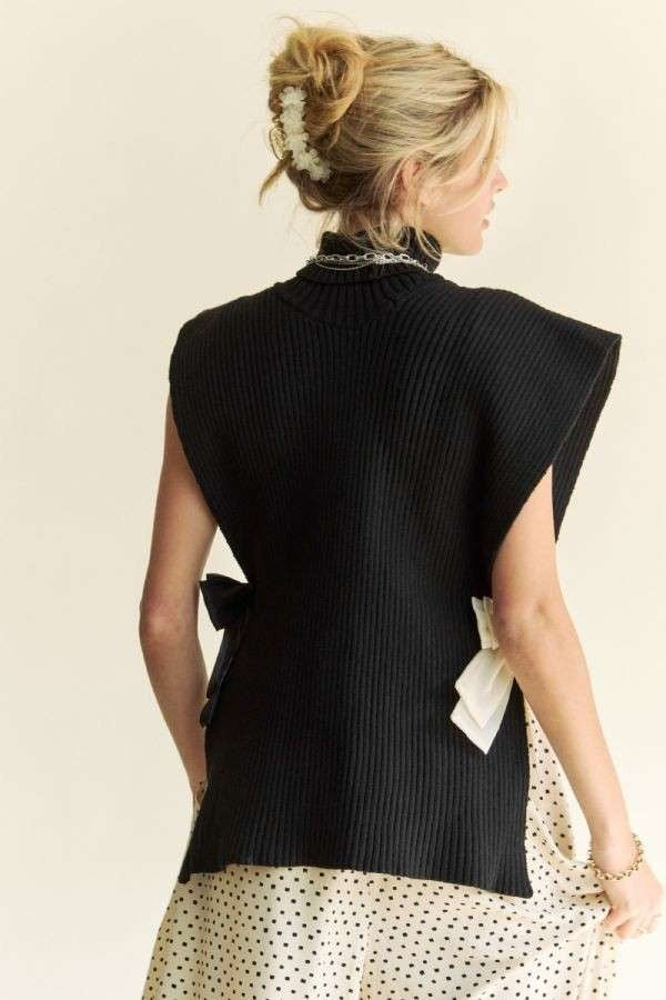 Davi & Dani Side Split Turtleneck Sleeveless Knit Top - Charming Charlie