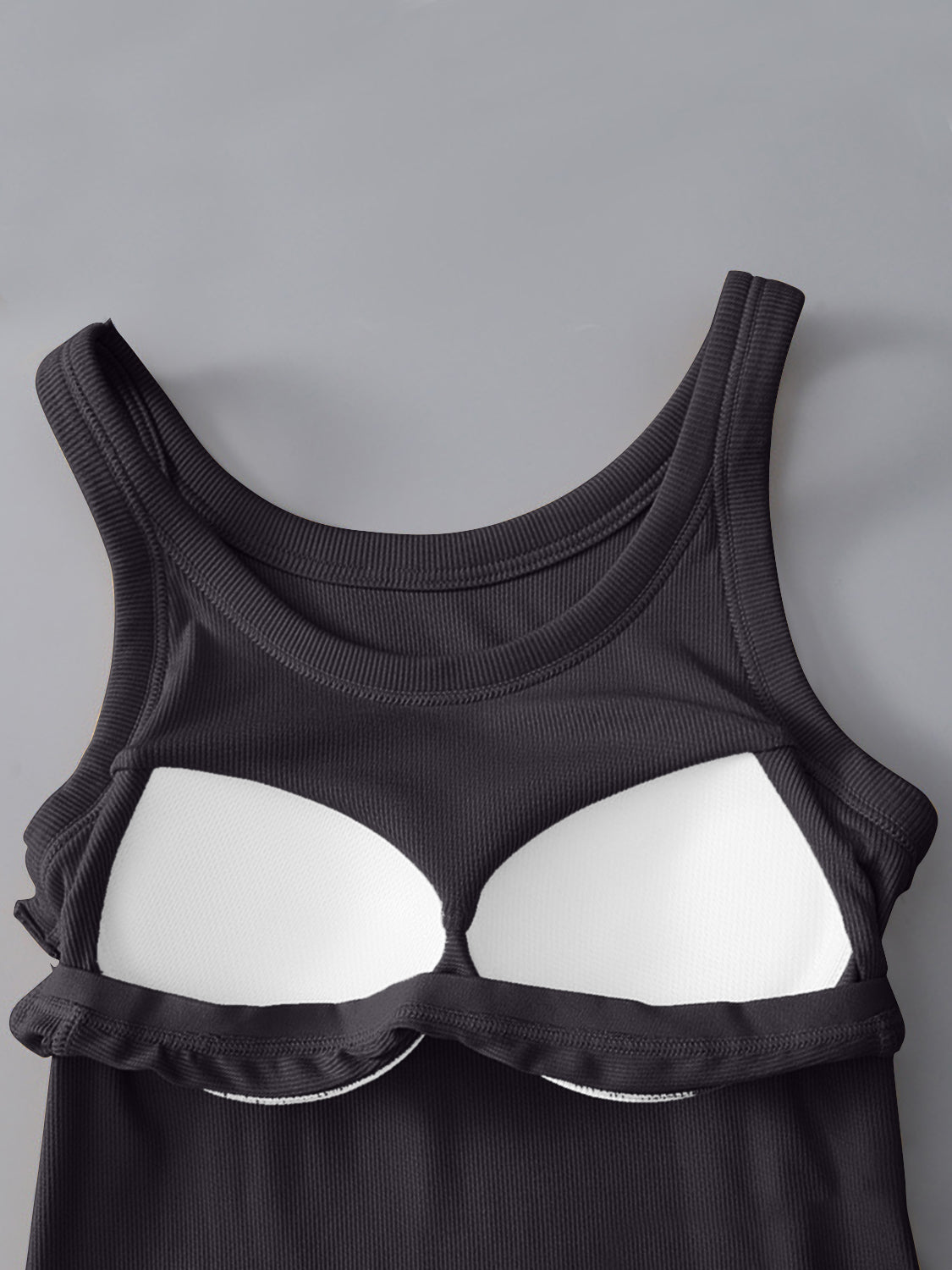 Round Neck Tank with Bra - Charming Charlie