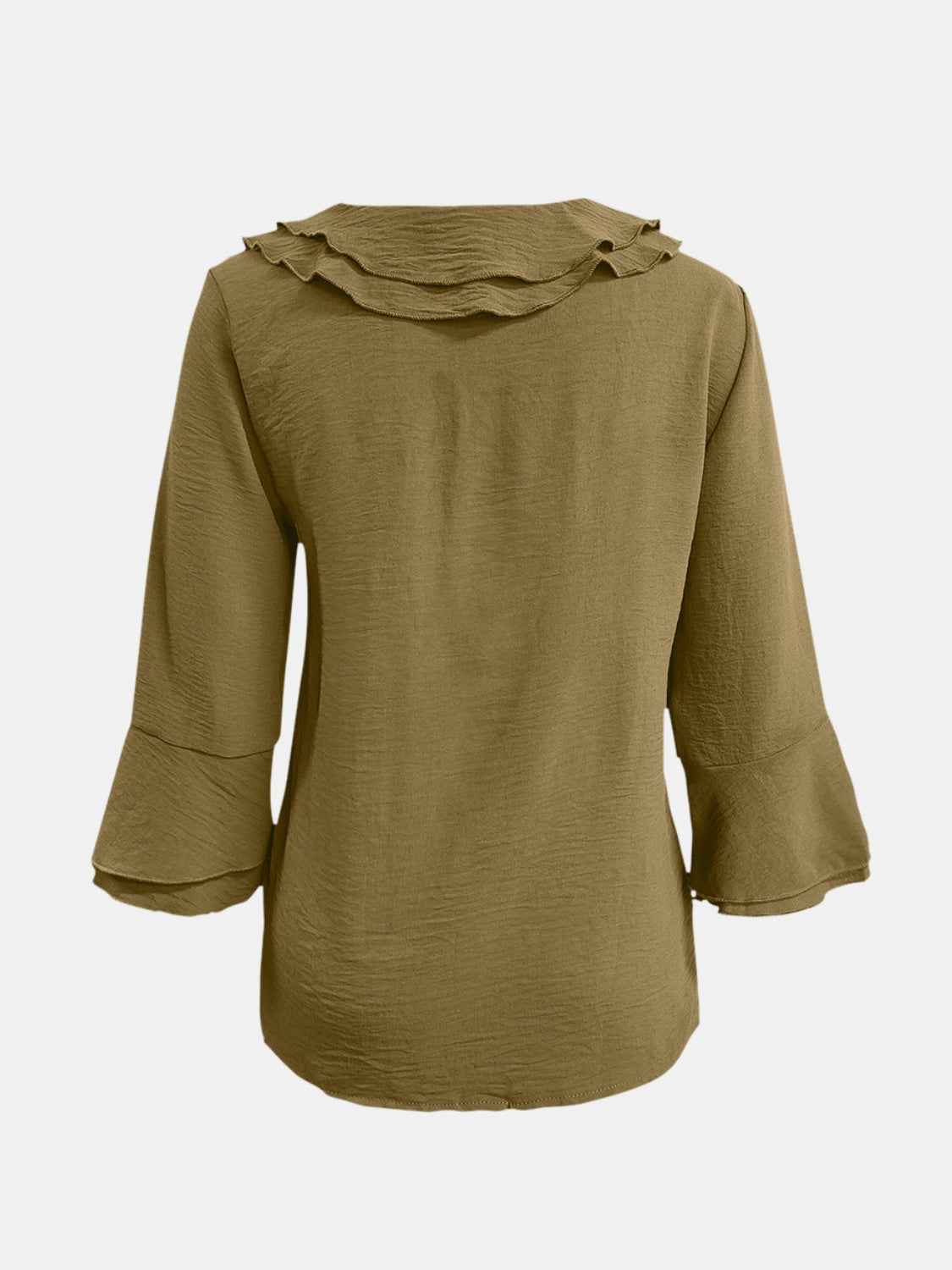 Full Size Ruffled V-Neck Flounce Sleeve Blouse - Charming Charlie
