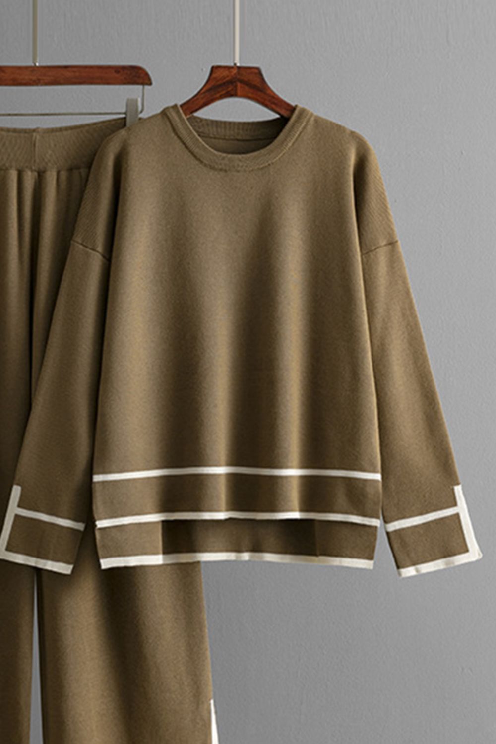 High-Low Round Neck Top and Pants Sweater Set - Charming Charlie