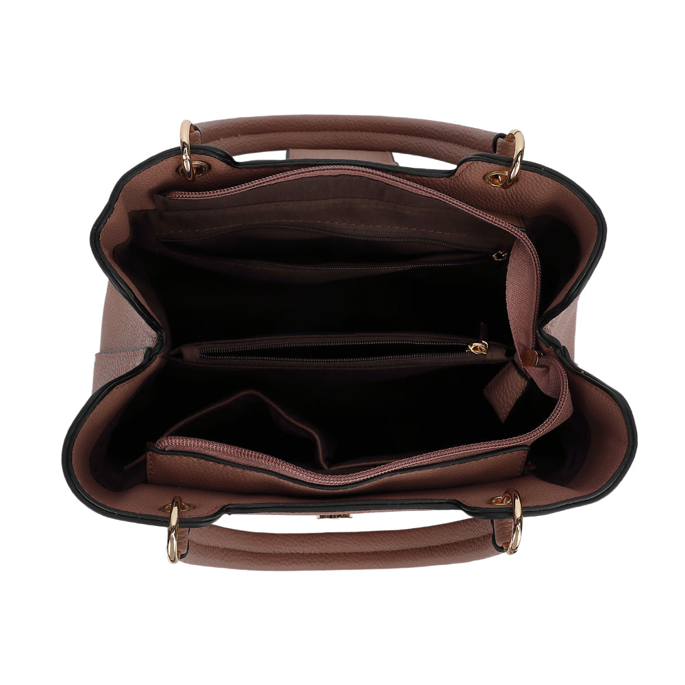 Triple Compartment Satchel with Crossbody Strap - Charming Charlie