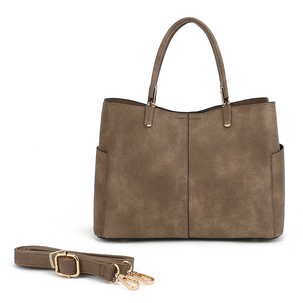 Triple Compartment Satchel with Crossbody Strap - Charming Charlie