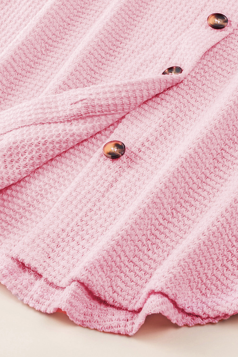 Waffle-Knit Collared Neck Long Sleeve Shirt - Charming Charlie