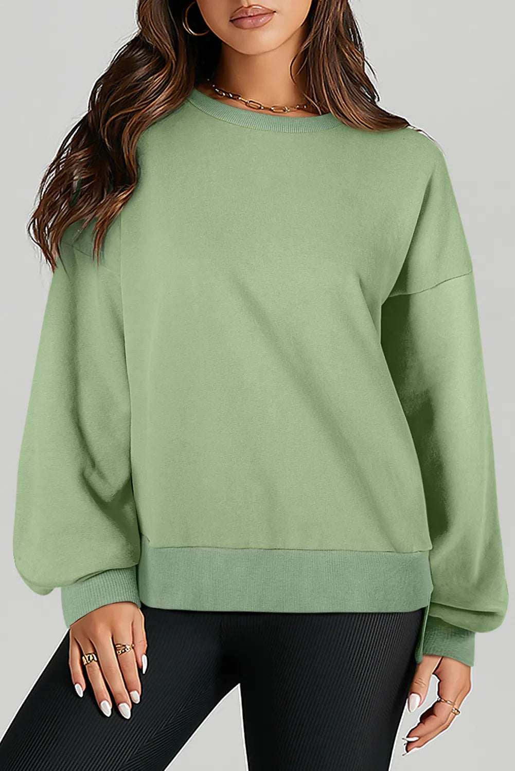 Round Neck Long Sleeve Sweatshirt - Charming Charlie