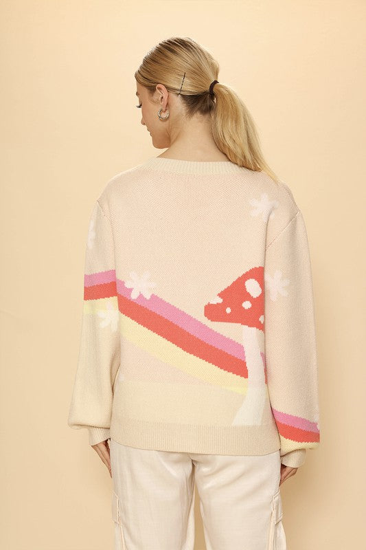 Retro stripe mushroom knit cardigan - Charming Charlie